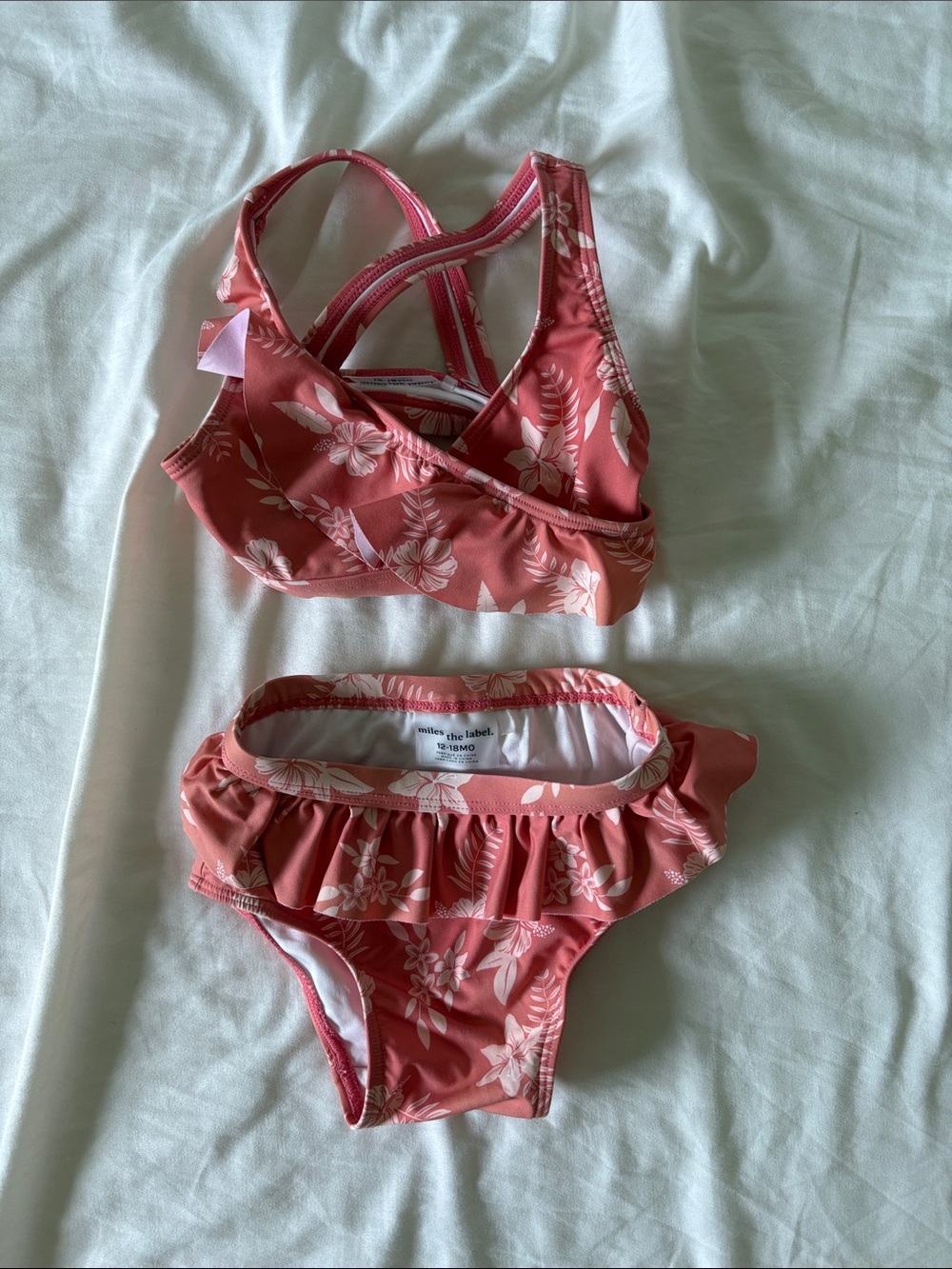Mile the Label Girls Floral Ruffle Bikini Set - Rose & Peach Pink
